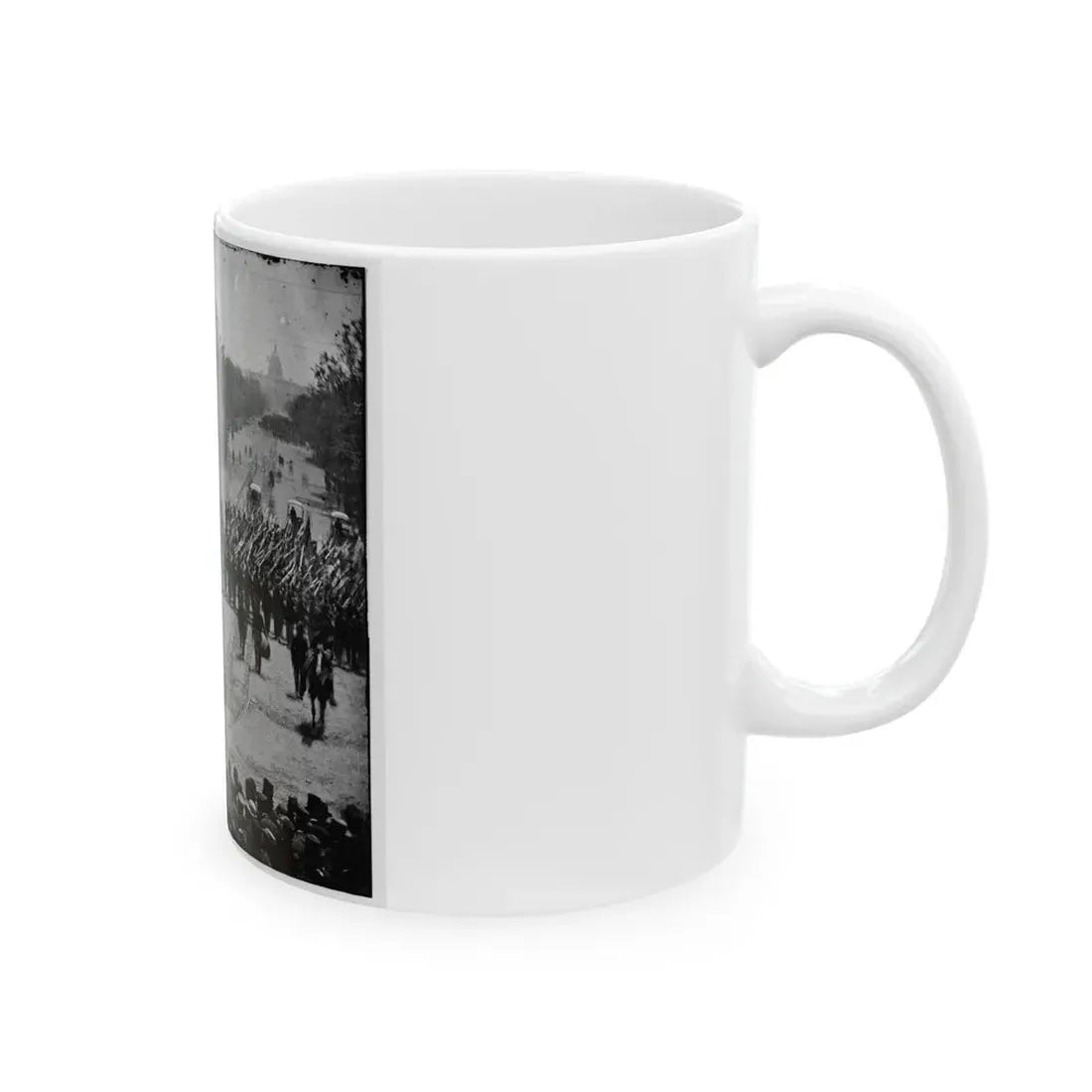 Washington, D.C. Infantry Unit With Fixed Bayonets Followed By Ambulances Passing On Pennsylvania Avenue Near The Treasury (U.S. Civil War) White Coffee Mug - Go Mug Yourself