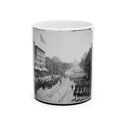 Washington, D.C. Infantry Units With Fixed Bayonets Passing On Pennsylvania Avenue Near The Treasury (U.S. Civil War) White Coffee Mug 11oz - Go Mug Yourself