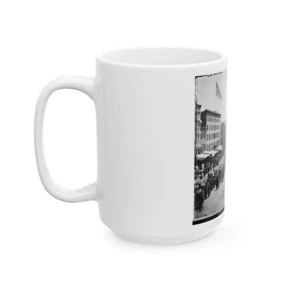 Washington, D.C. Infantry Units With Fixed Bayonets Passing On Pennsylvania Avenue Near The Treasury (U.S. Civil War) White Coffee Mug - Go Mug Yourself