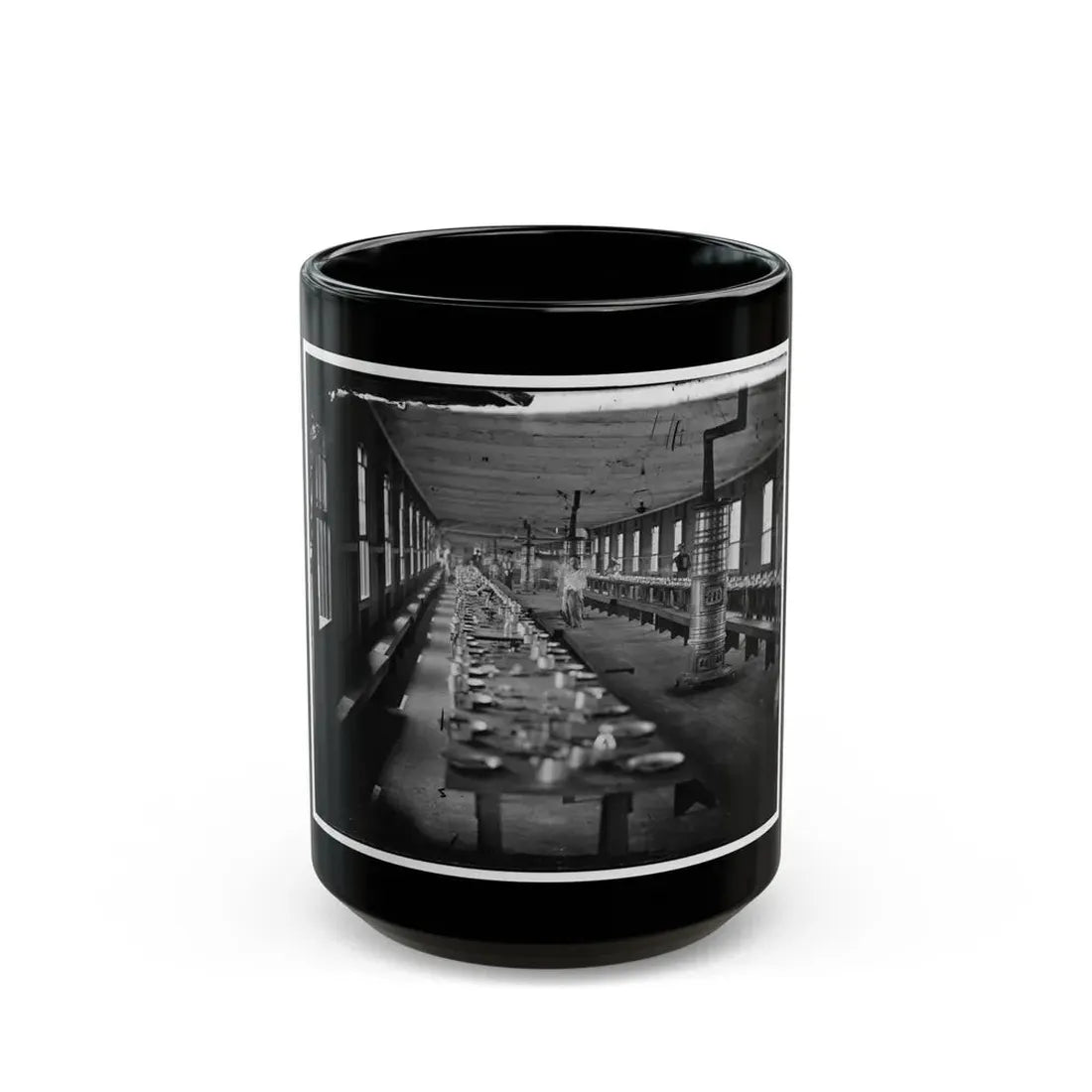 Washington, D.C. Mess Hall At Harewood Hospital, Heated By Elaborate Stoves (U.S. Civil War) Black Coffee Mug 15oz - Go Mug Yourself