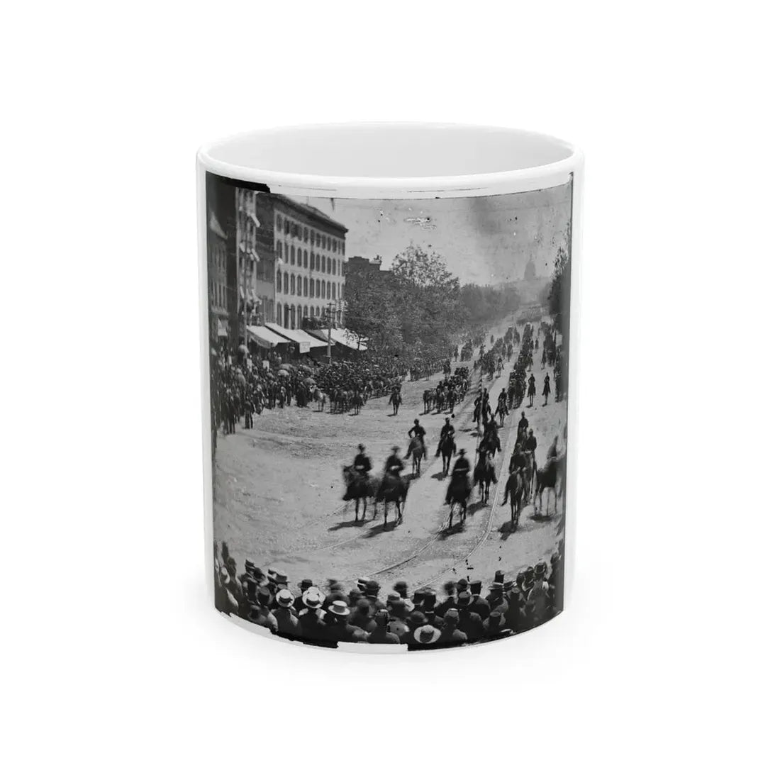 Washington, D.C. Mounted Officers And Unidentified Units Passing On Pennsylvania Avenue Near The Treasury (U.S. Civil War) White Coffee Mug 11oz - Go Mug Yourself