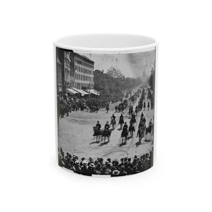 Washington, D.C. Mounted Officers And Unidentified Units Passing On Pennsylvania Avenue Near The Treasury (U.S. Civil War) White Coffee Mug 11oz - Go Mug Yourself