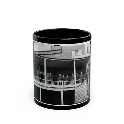 Washington, D.C. Officers And Clerks On A Porch At Signal Corps Headquarters (U.S. Civil War) Black Coffee Mug 11oz - Go Mug Yourself