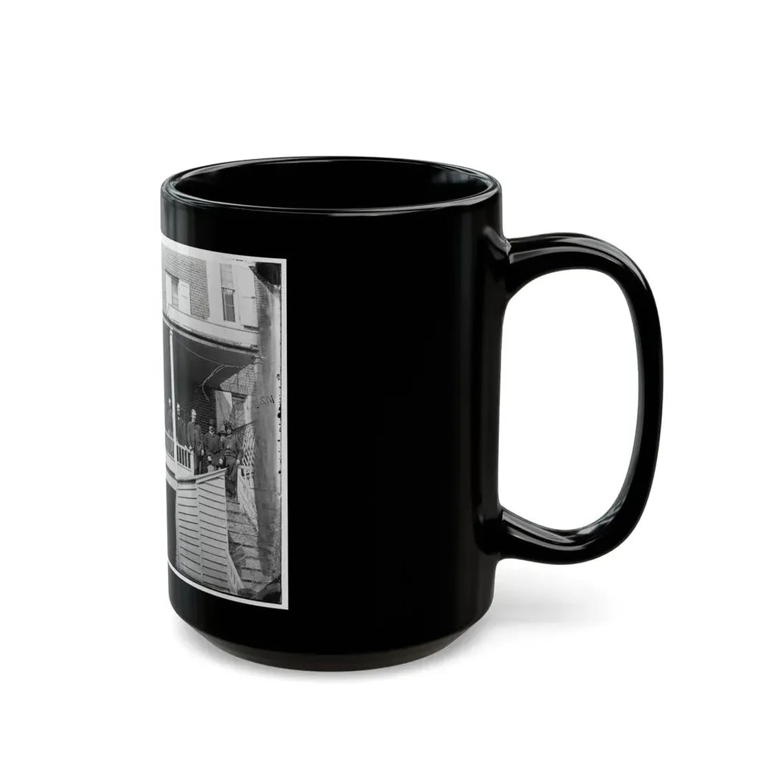Washington, D.C. Officers And Clerks On A Porch At Signal Corps Headquarters (U.S. Civil War) Black Coffee Mug - Go Mug Yourself