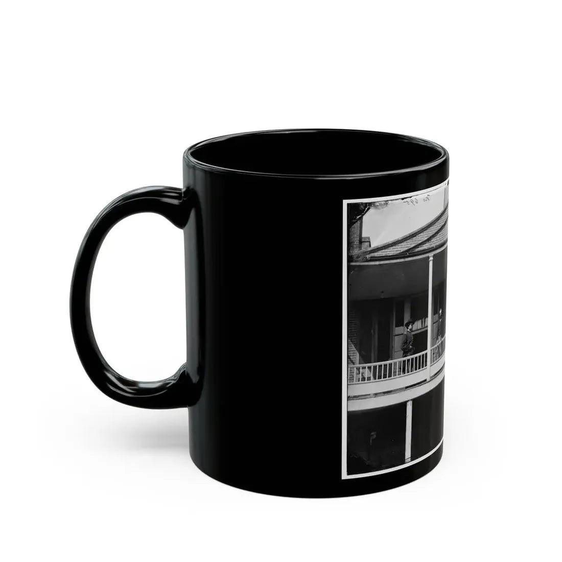 Washington, D.C. Officers And Clerks On A Porch At Signal Corps Headquarters (U.S. Civil War) Black Coffee Mug - Go Mug Yourself
