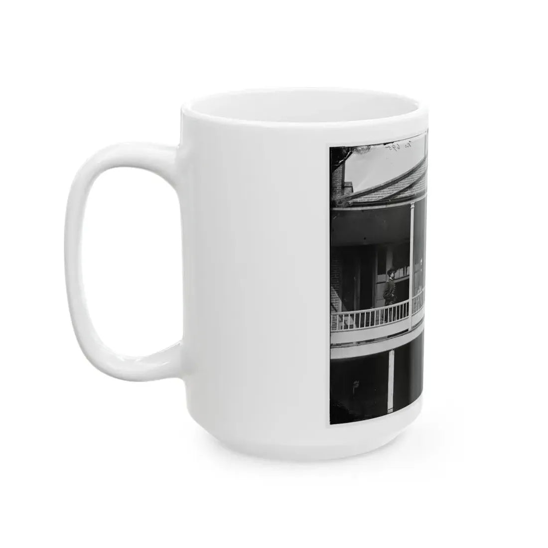Washington, D.C. Officers And Clerks On A Porch At Signal Corps Headquarters (U.S. Civil War) White Coffee Mug - Go Mug Yourself