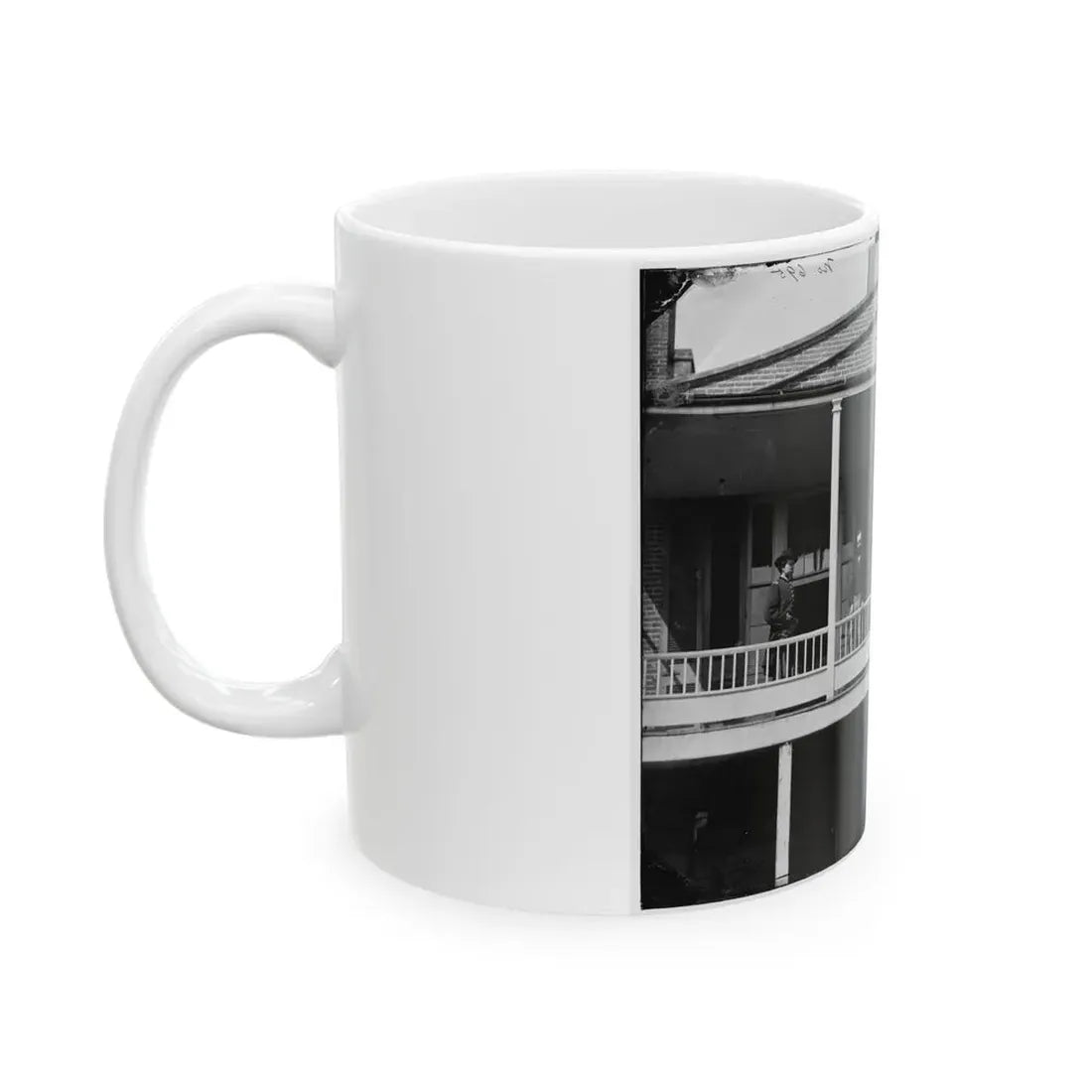 Washington, D.C. Officers And Clerks On A Porch At Signal Corps Headquarters (U.S. Civil War) White Coffee Mug - Go Mug Yourself