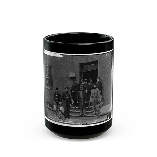 Washington, D.C. Officers At Door Of Seminary Hospital (Formerly Georgetown Female Seminary), 30th St. At N, Georgetown (U.S. Civil War) Black Coffee Mug 15oz - Go Mug Yourself
