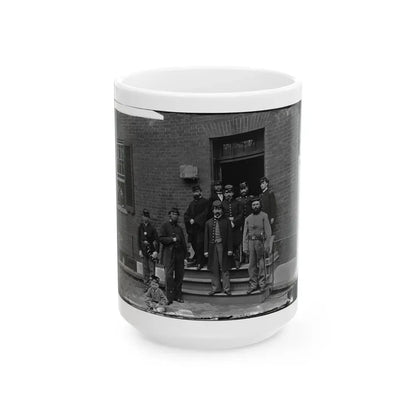 Washington, D.C. Officers At Door Of Seminary Hospital (Formerly Georgetown Female Seminary), 30th St. At N, Georgetown (U.S. Civil War) White Coffee Mug 15oz - Go Mug Yourself