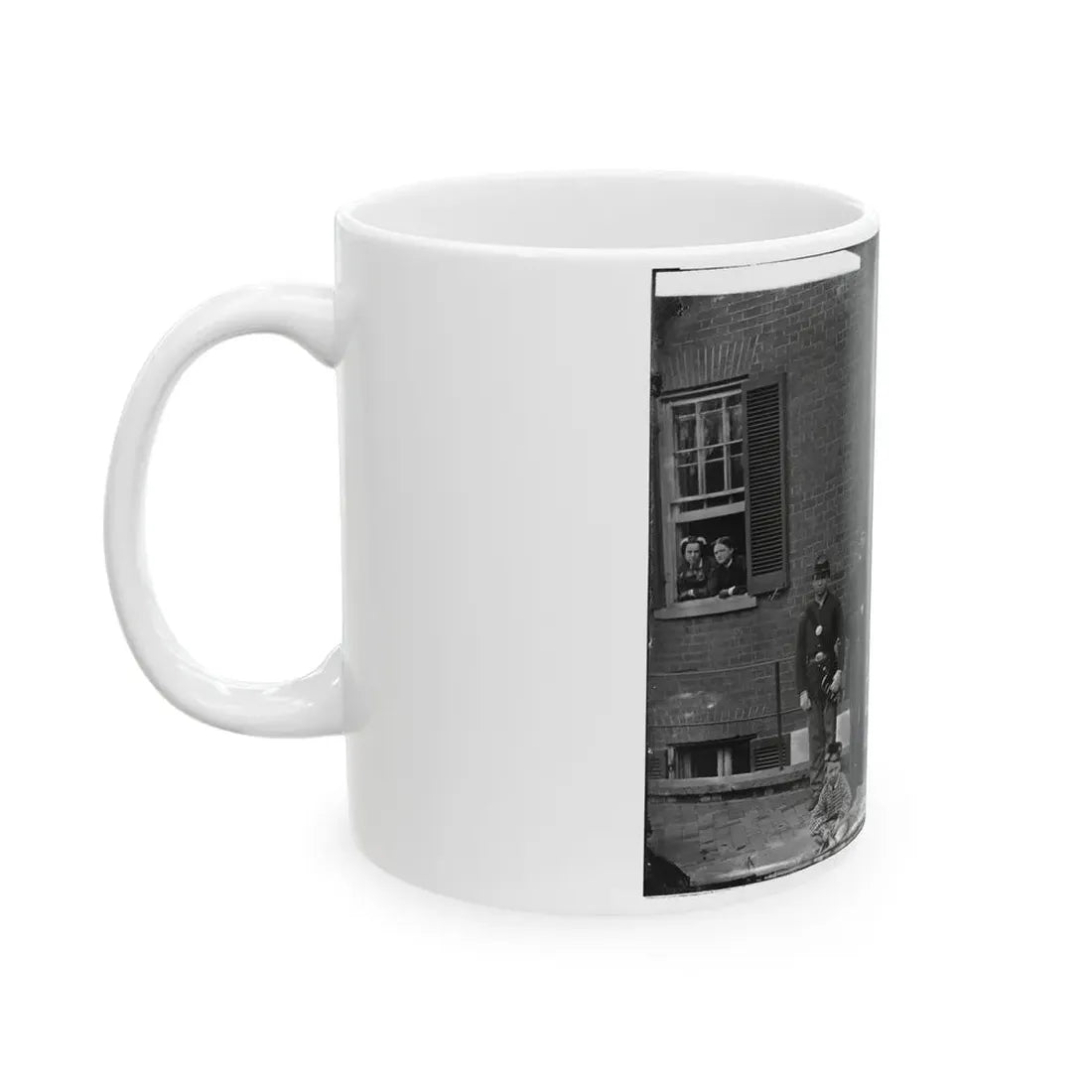 Washington, D.C. Officers At Door Of Seminary Hospital (Formerly Georgetown Female Seminary), 30th St. At N, Georgetown (U.S. Civil War) White Coffee Mug - Go Mug Yourself