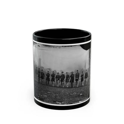 Washington, D.C. Officers Of The U.S. Treasury Battalion; Uncompleted Washington Monument In Left Background (U.S. Civil War) Black Coffee Mug 11oz - Go Mug Yourself