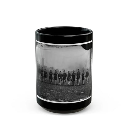 Washington, D.C. Officers Of The U.S. Treasury Battalion; Uncompleted Washington Monument In Left Background (U.S. Civil War) Black Coffee Mug 15oz - Go Mug Yourself