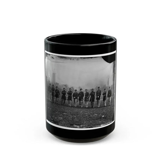 Washington, D.C. Officers Of The U.S. Treasury Battalion; Uncompleted Washington Monument In Left Background (U.S. Civil War) Black Coffee Mug 15oz - Go Mug Yourself