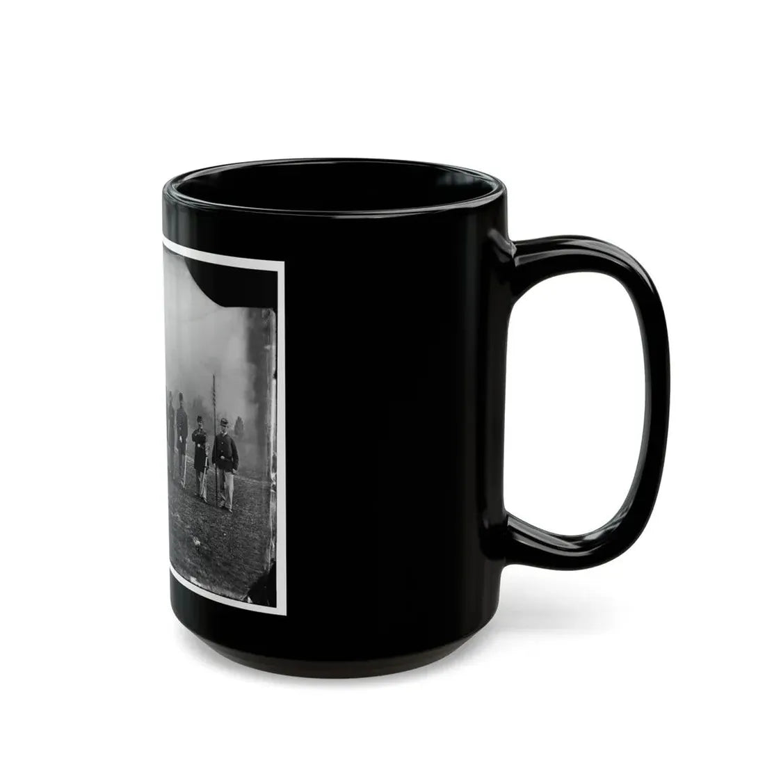 Washington, D.C. Officers Of The U.S. Treasury Battalion; Uncompleted Washington Monument In Left Background (U.S. Civil War) Black Coffee Mug - Go Mug Yourself