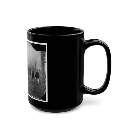 Washington, D.C. Officers Of The U.S. Treasury Battalion; Uncompleted Washington Monument In Left Background (U.S. Civil War) Black Coffee Mug - Go Mug Yourself