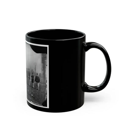 Washington, D.C. Officers Of The U.S. Treasury Battalion; Uncompleted Washington Monument In Left Background (U.S. Civil War) Black Coffee Mug - Go Mug Yourself