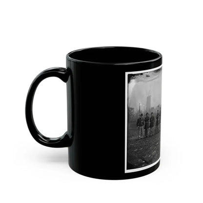 Washington, D.C. Officers Of The U.S. Treasury Battalion; Uncompleted Washington Monument In Left Background (U.S. Civil War) Black Coffee Mug - Go Mug Yourself