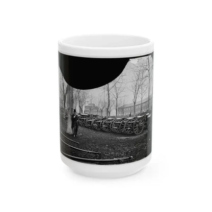 Washington, D.C. Park Of Wiard Guns At The Arsenal; Another View.  H.L. Stuart Against Tree (U.S. Civil War) White Coffee Mug 15oz - Go Mug Yourself