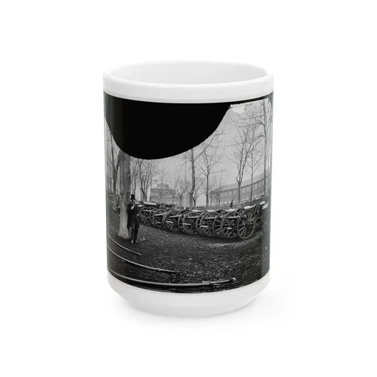 Washington, D.C. Park Of Wiard Guns At The Arsenal; Another View.  H.L. Stuart Against Tree (U.S. Civil War) White Coffee Mug 15oz - Go Mug Yourself
