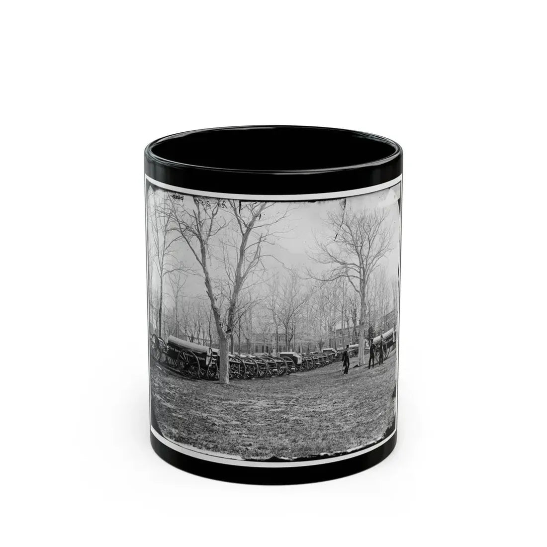 Washington, D.C. Park Of Wiard Guns At The Arsenal; H.L. Stuart, Nathaniel P. Willis, And Gen. Daniel E. Sickles At Right (U.S. Civil War) Black Coffee Mug 11oz - Go Mug Yourself