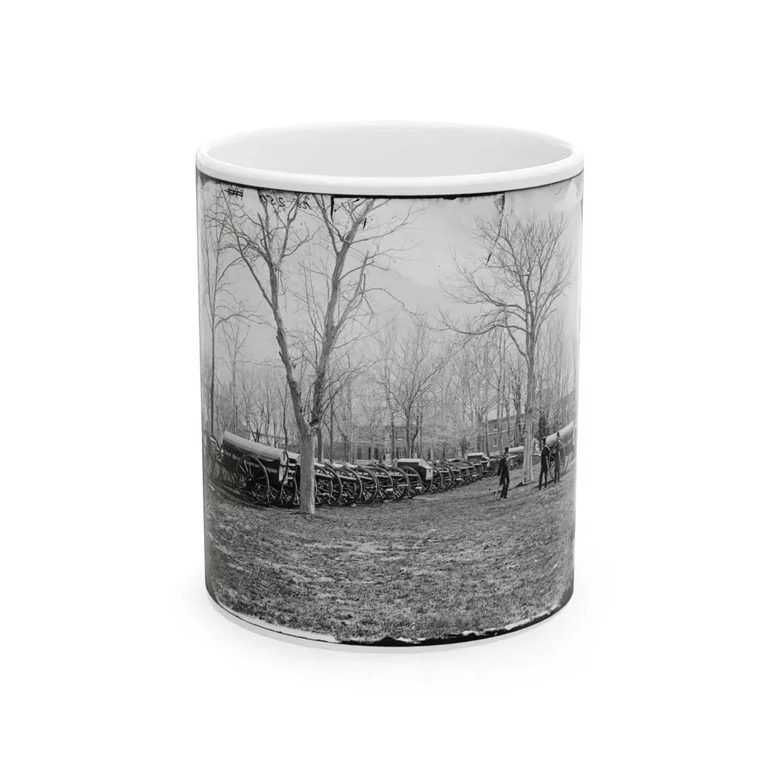 Washington, D.C. Park Of Wiard Guns At The Arsenal; H.L. Stuart, Nathaniel P. Willis, And Gen. Daniel E. Sickles At Right (U.S. Civil War) White Coffee Mug 11oz - Go Mug Yourself