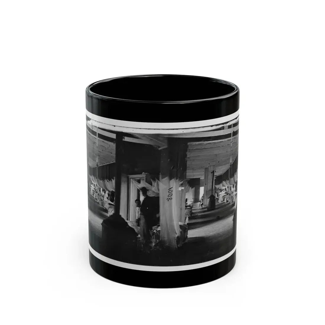 Washington, D.C. Patients In Ward Of Harewood Hospital; Mosquito Nets Over Beds (U.S. Civil War) Black Coffee Mug 11oz - Go Mug Yourself