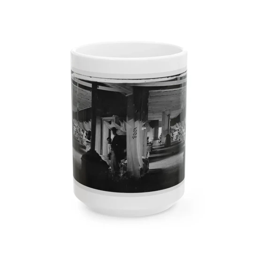 Washington, D.C. Patients In Ward Of Harewood Hospital; Mosquito Nets Over Beds (U.S. Civil War) White Coffee Mug 15oz - Go Mug Yourself
