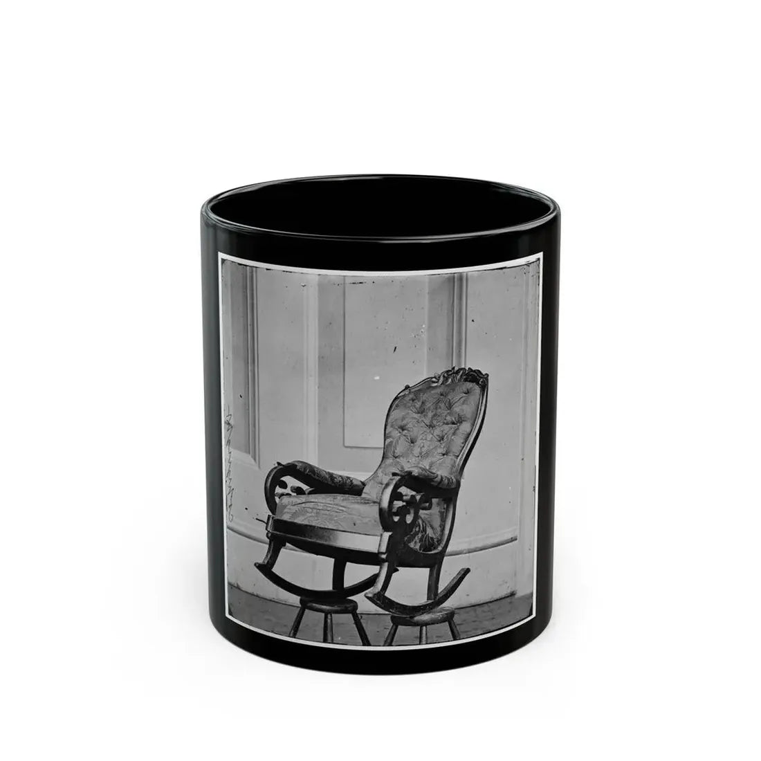 Washington, D.C. Rocking Chair Used By President Lincoln In Ford's Theater (U.S. Civil War) Black Coffee Mug 11oz - Go Mug Yourself