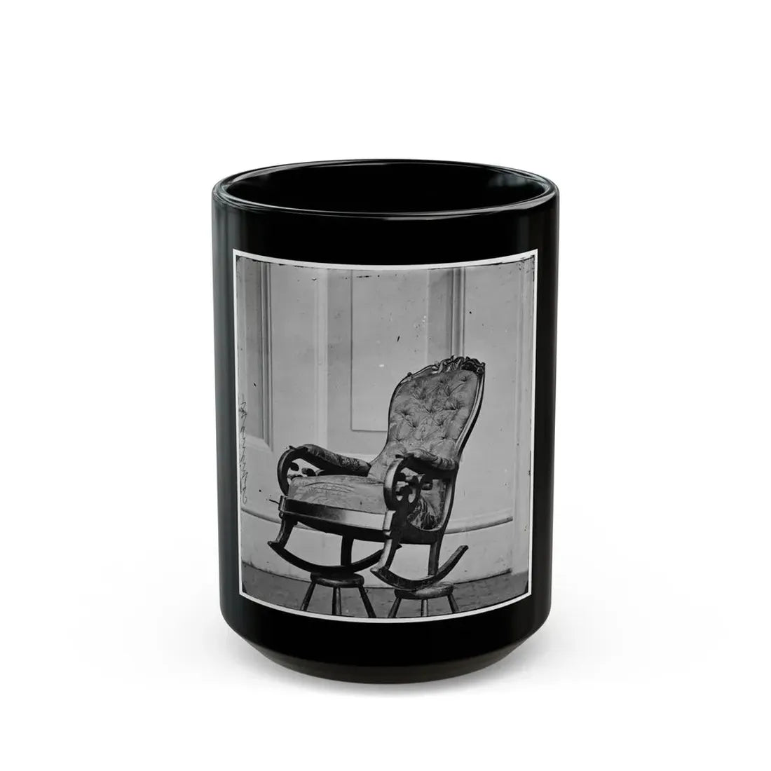 Washington, D.C. Rocking Chair Used By President Lincoln In Ford's Theater (U.S. Civil War) Black Coffee Mug 15oz - Go Mug Yourself