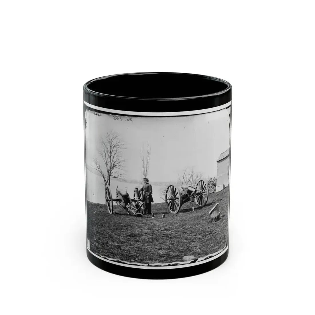 Washington, D.C. Two Wiard Guns At The Arsenal; Gen. Daniel E. Sickles By The Left-Hand One (U.S. Civil War) Black Coffee Mug 11oz - Go Mug Yourself