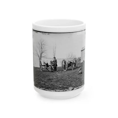 Washington, D.C. Two Wiard Guns At The Arsenal; Gen. Daniel E. Sickles By The Left-Hand One (U.S. Civil War) White Coffee Mug 15oz - Go Mug Yourself