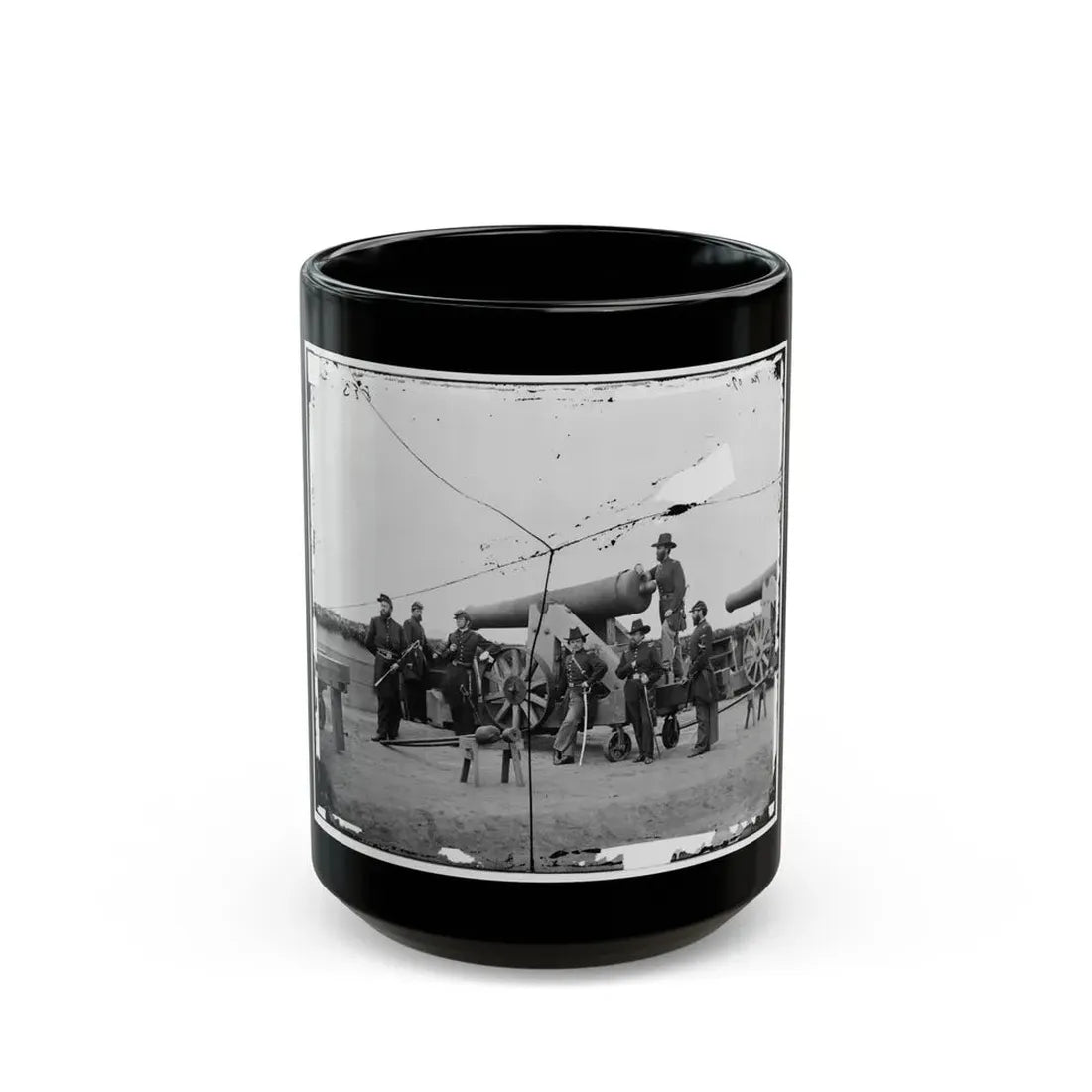 Washington, D.C., Vicinity. Seven Officers By A Big Gun In A Fort (U.S. Civil War) Black Coffee Mug 15oz - Go Mug Yourself