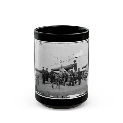 Washington, D.C., Vicinity. Seven Officers By A Big Gun In A Fort (U.S. Civil War) Black Coffee Mug 15oz - Go Mug Yourself