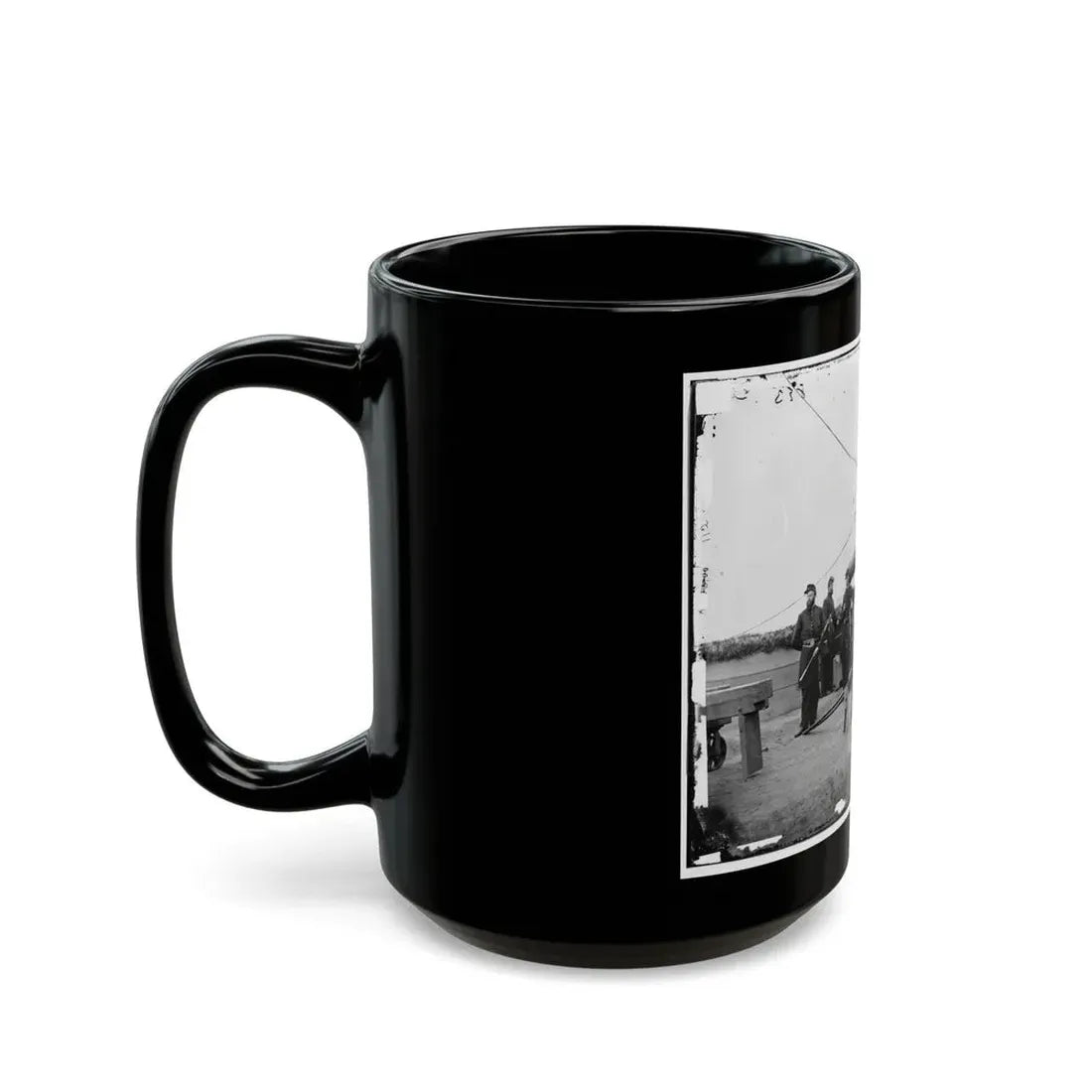 Washington, D.C., Vicinity. Seven Officers By A Big Gun In A Fort (U.S. Civil War) Black Coffee Mug - Go Mug Yourself