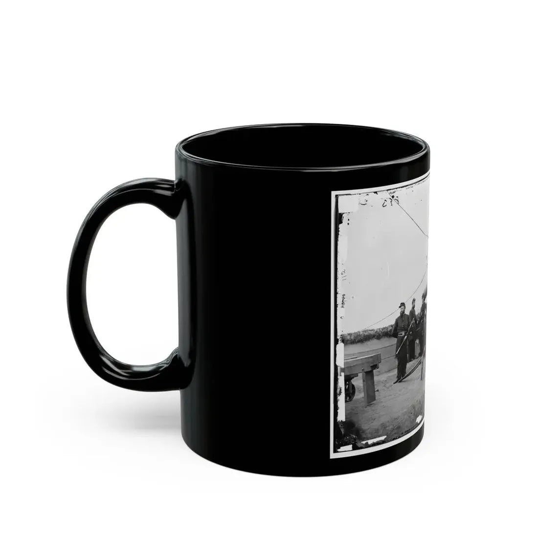 Washington, D.C., Vicinity. Seven Officers By A Big Gun In A Fort (U.S. Civil War) Black Coffee Mug - Go Mug Yourself