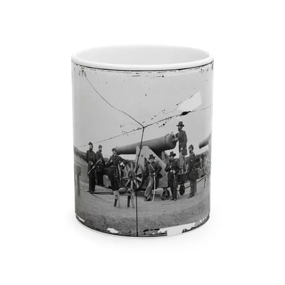 Washington, D.C., Vicinity. Seven Officers By A Big Gun In A Fort (U.S. Civil War) White Coffee Mug 11oz - Go Mug Yourself