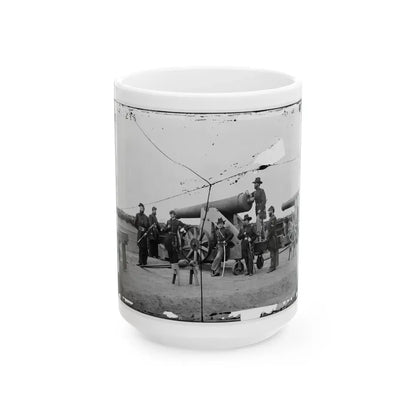 Washington, D.C., Vicinity. Seven Officers By A Big Gun In A Fort (U.S. Civil War) White Coffee Mug 15oz - Go Mug Yourself