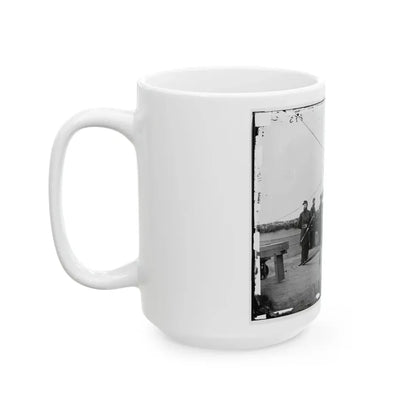 Washington, D.C., Vicinity. Seven Officers By A Big Gun In A Fort (U.S. Civil War) White Coffee Mug - Go Mug Yourself