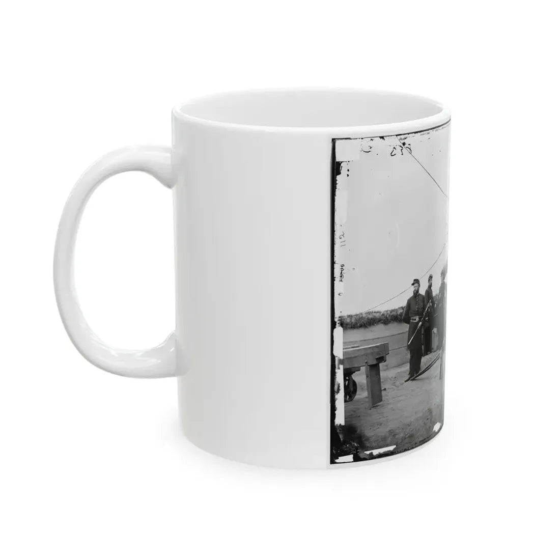 Washington, D.C., Vicinity. Seven Officers By A Big Gun In A Fort (U.S. Civil War) White Coffee Mug - Go Mug Yourself