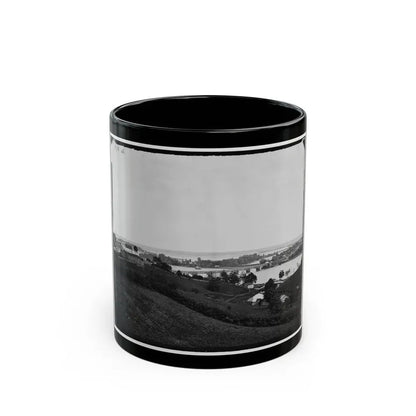 Washington, D.C. View From Georgetown Heights, With Aqueduct Bridge And Mason's Island (U.S. Civil War) Black Coffee Mug 11oz - Go Mug Yourself