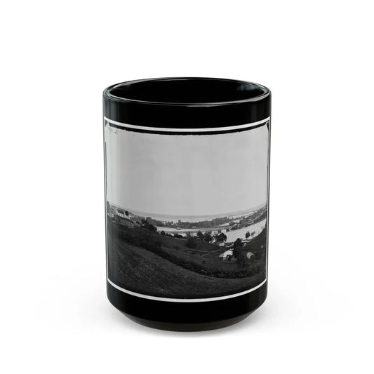 Washington, D.C. View From Georgetown Heights, With Aqueduct Bridge And Mason's Island (U.S. Civil War) Black Coffee Mug 15oz - Go Mug Yourself
