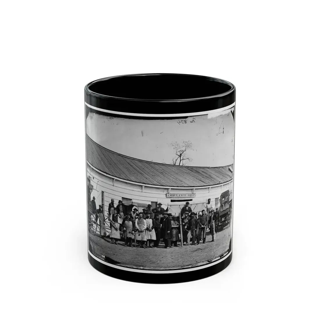 Washington, D.C. Workmen In Front Of The Ambulance Shop (U.S. Civil War) Black Coffee Mug 11oz - Go Mug Yourself