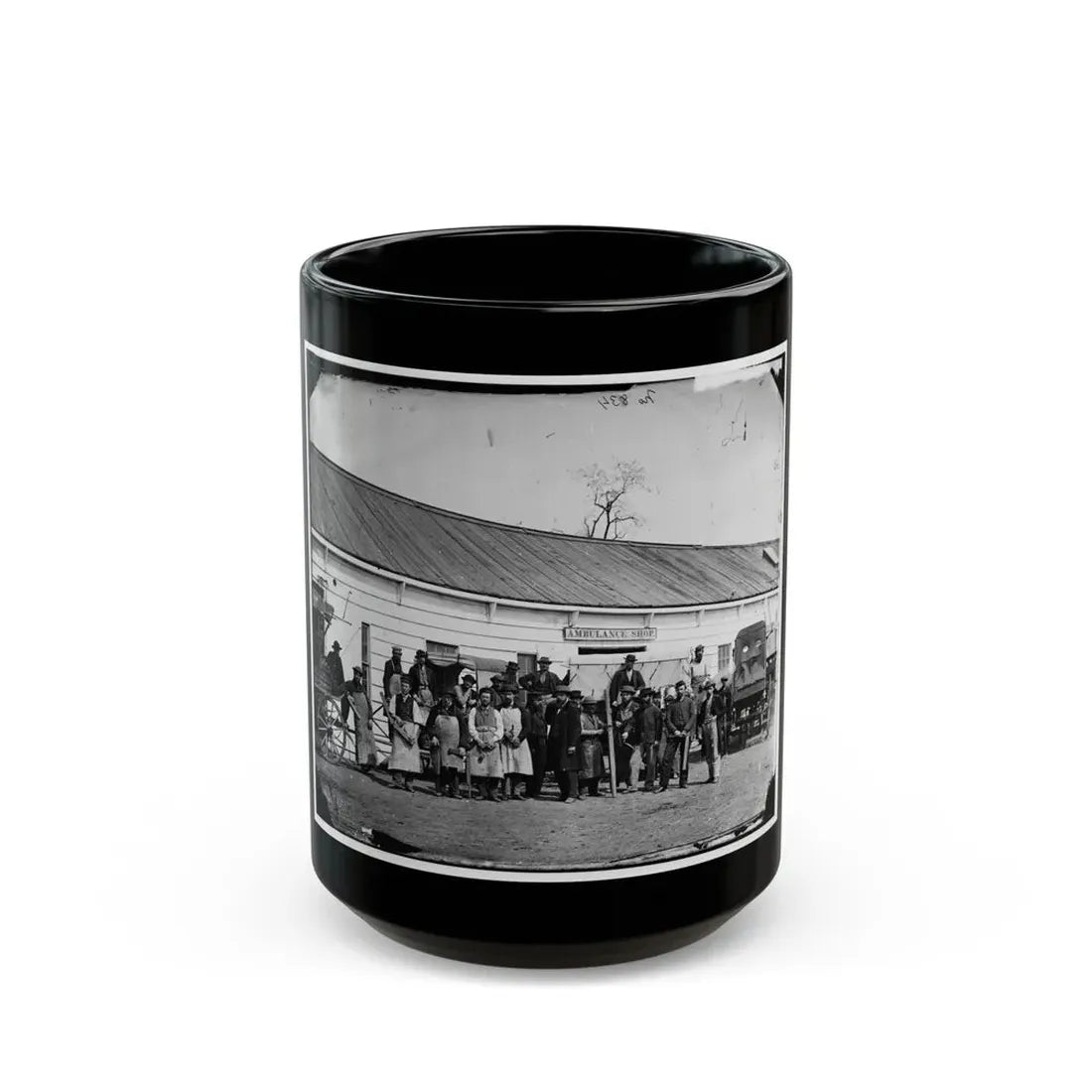 Washington, D.C. Workmen In Front Of The Ambulance Shop (U.S. Civil War) Black Coffee Mug 15oz - Go Mug Yourself
