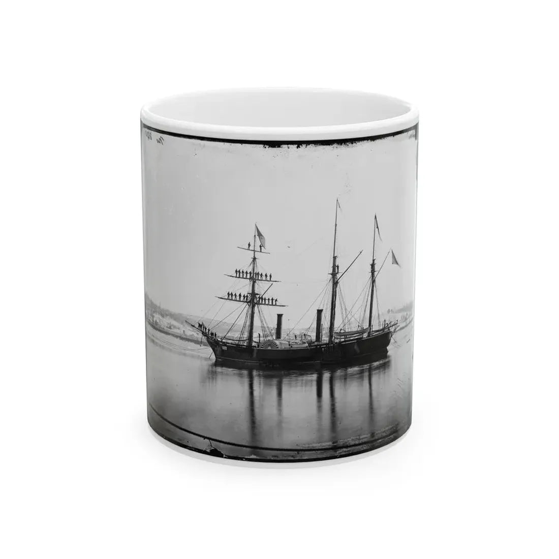 Washington, District Of Columbia. Brazilian Steam Frigate At Navy Yard. Yards Manned On The Occasion Of The President's Visit (U.S. Civil War) White Coffee Mug 11oz - Go Mug Yourself