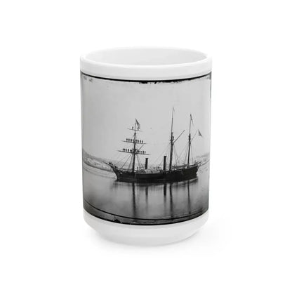 Washington, District Of Columbia. Brazilian Steam Frigate At Navy Yard. Yards Manned On The Occasion Of The President's Visit (U.S. Civil War) White Coffee Mug 15oz - Go Mug Yourself