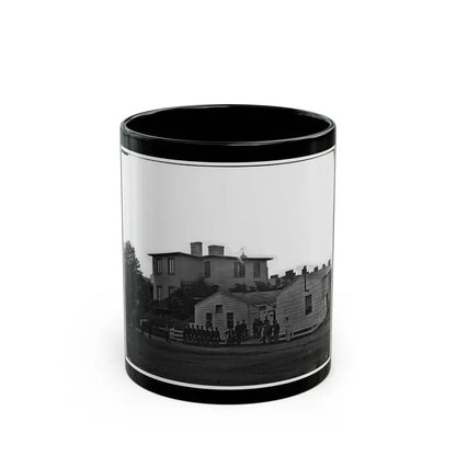 Washington, District Of Columbia. Eight Soldiers In Formation In Front Of Temporary Buildings (U.S. Civil War) Black Coffee Mug 11oz - Go Mug Yourself