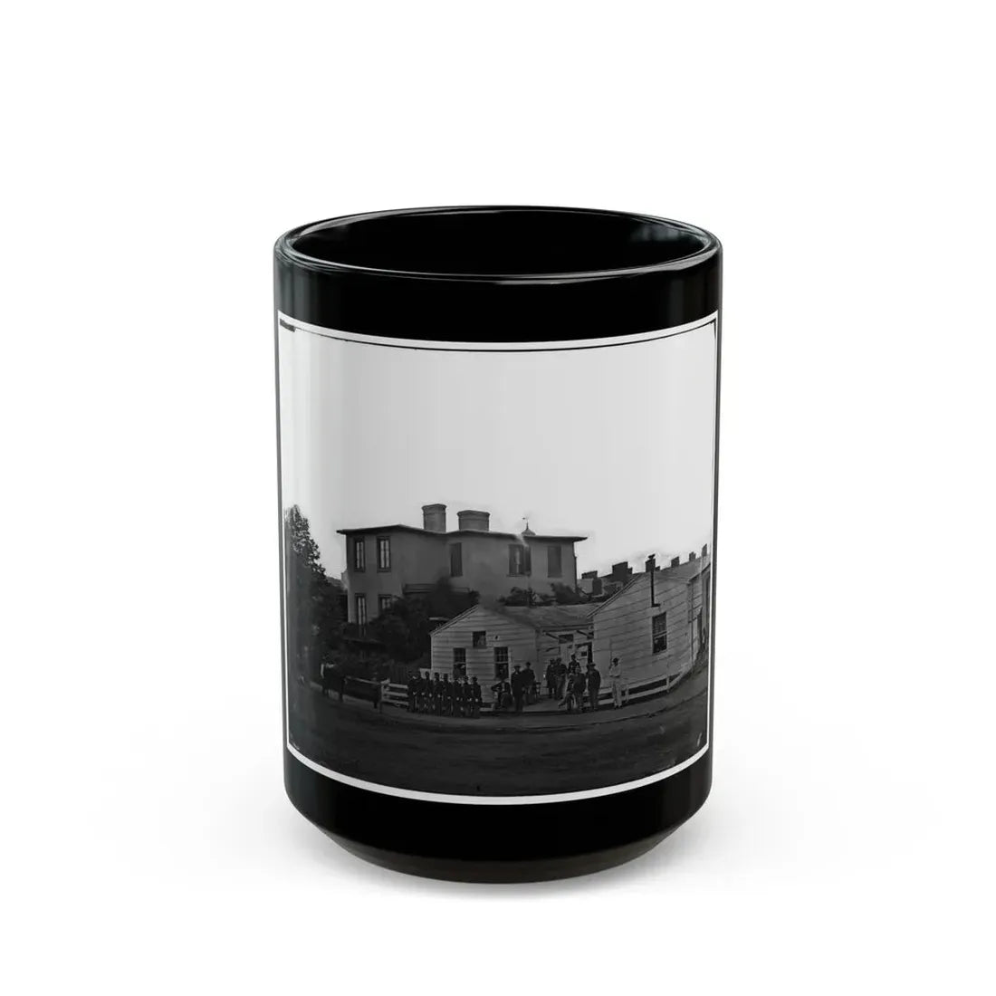 Washington, District Of Columbia. Eight Soldiers In Formation In Front Of Temporary Buildings (U.S. Civil War) Black Coffee Mug 15oz - Go Mug Yourself