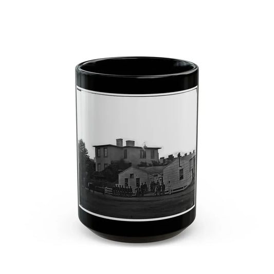 Washington, District Of Columbia. Eight Soldiers In Formation In Front Of Temporary Buildings (U.S. Civil War) Black Coffee Mug 15oz - Go Mug Yourself
