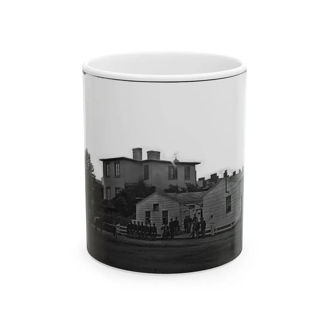 Washington, District Of Columbia. Eight Soldiers In Formation In Front Of Temporary Buildings (U.S. Civil War) White Coffee Mug 11oz - Go Mug Yourself
