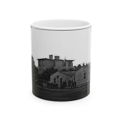 Washington, District Of Columbia. Eight Soldiers In Formation In Front Of Temporary Buildings (U.S. Civil War) White Coffee Mug 11oz - Go Mug Yourself